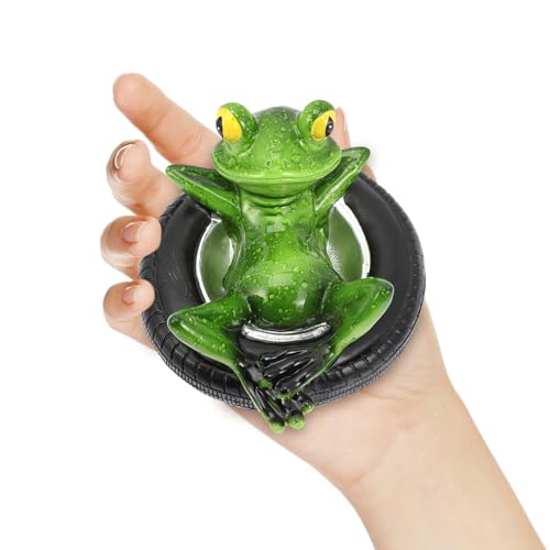 MERRYHAPY Adorno de Rana Flotante para Jardín y Piscina, Estatua de Resina Resistente para Decoración Exterior de Césped, Estanques y Patios, Figura Animal Simulada Decorativa