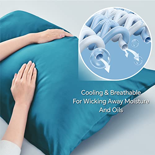 Image of BEDELITE Cooling Pillow Cases Queen 2Pcs, Rayon Made from Bamboo, Teal | Cooling and Breathable Pillow Cover for Hot Sleepers & Night Sweats, Silky Soft Cozy, Envelope Closure, 20 inchx30 inch