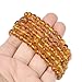 Justinstones Natural Amber Honey Energy Beads Bracelet 6mm Round Beads Crystal Healing Baltic Amber Stretchable Bracelet for Adults (Women/Men)