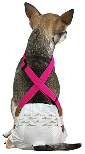 Image of PAW Inspired Dog Diaper Suspenders, Pink, X-Small /Small | Stretchy Adjustable Straps, Velcro Closures, For Female and Male Disposable and Washable Diapers
