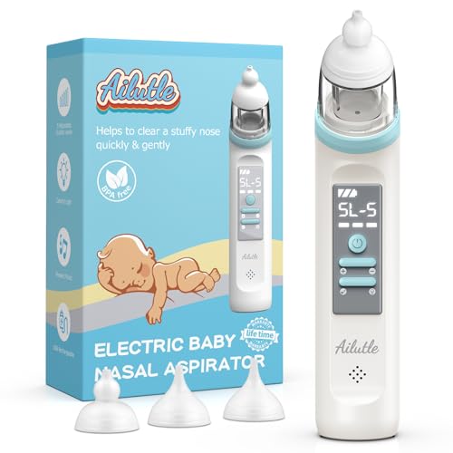 Image of Nasal Aspirator for Baby, Electric Nose Booger Sucker Automatic Nose Cleaner USB Rechargeable W/ 3 Silicone Tips, 5 Suctions Power, Music & Colorful Light Soothing Function for Infants Newborn Kids
