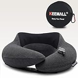Keemall Inflatable Neck Pillow, Premium Travel Neck Pillow for Airplane Headrest Sleep - 3rd Generation, Double Comfort Plane Pillow for Long Flight