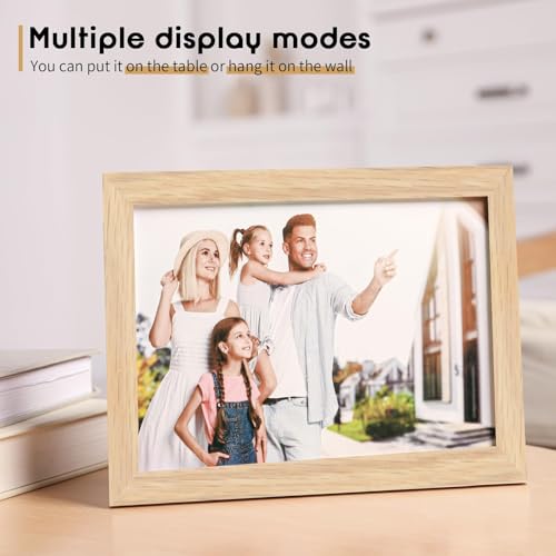 puthiac 8x10 Oak Wood Picture Frame -8x10 Frame Wood, 8"x10" Natural Solid Wood Poster Frames for Wall Art Photo and Prints(3 Pack, Beige)