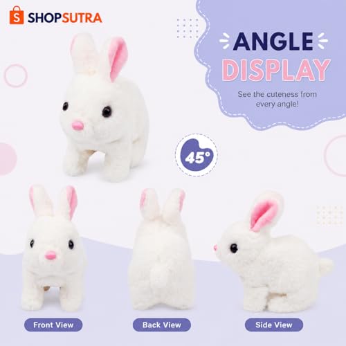 Image of Interactive Plush Toy Dog with Walking Movement, Sound Function and Tail Motion (White Rabbit)