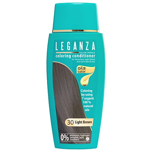 LEGANZA | Bálsamo Colorante Natural para el Cabello Color Marrón Claro Nº 30 | Tinte Sin Amoniaco...
