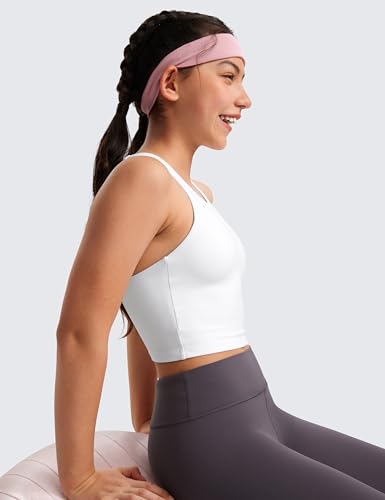Image of CRZ YOGA Girls Butterluxe Double Lined Crop Tank | Dance, Extremely Soft, Tight Fit, High Neck, Athletic, Sleeveless Tops for Teen