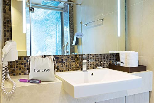 FabbPro Hair Dryer Bags Storage Organizer – Beige Color – 12" x 12" Drawstring Closure Cover – Ideal for Home, Hotel, Guest Room or as a Travel Bag (12" x 12")