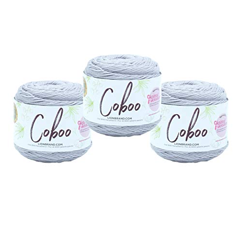 Image of Lion Brand Yarn, Coboo Cotton Blend Crochet Yarn, Silver, Gray, 3 Pack