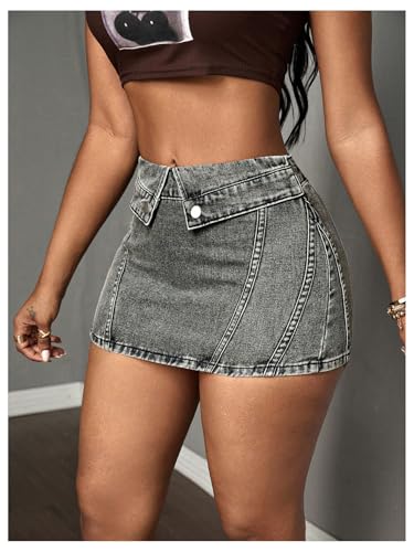 Floerns Women's Asymmetrical Mini Jean Skirt Party Clubwear Bodycon Denim Skirts2