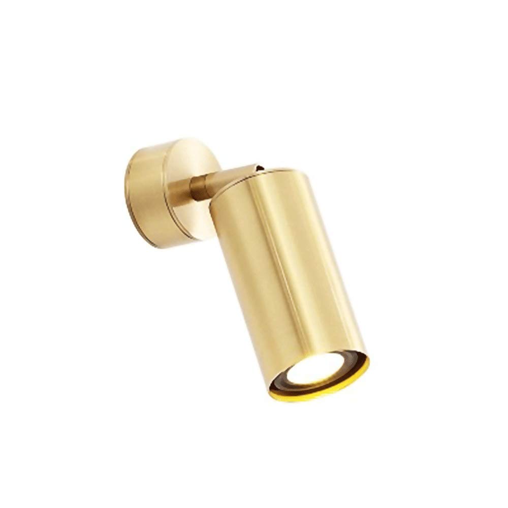 HPTHLY Wall Lamp 7W Led Wall Sconce 360°Rotating Copper Wall Mount Light Indoor Wall Lighting Fitting Brass Headboard Lamps For Bedroom Bedside Living Room,