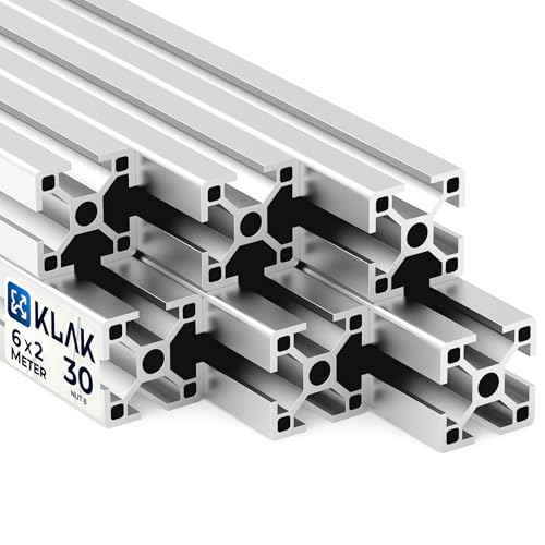 KLAK 30 - Aluprofil 6 Stück 30x30mm 2m System-, Montage-, Konstruktionsprofil Nut 8