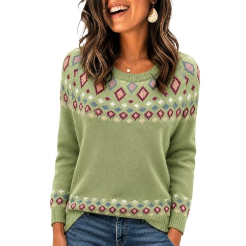 Cable Knit Sweater Women Crew Neck Contrast Tunic Casual Cute Swearers - image 1
