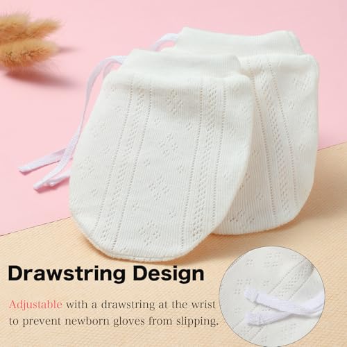 Newborn Mittens No Scratch 100% Organic Cotton 3 Packs Mitts Baby Boy Girl Neutral With String 0-12 months2