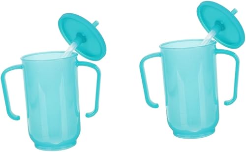 Luxshiny 2 tapas para el cuidado del vaso con asas, taza de pajita, a prueba de agua, convaleciente, beber, botella para ancianos, líquido, disponible en Yaxa Peru