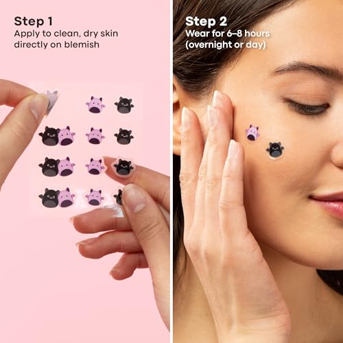 TONYMOLY x Squishmallows Emily + Zumirez Blemish Patches – 24 Bat-Themed Hydrocolloid Acne Spot Treatment Patches with Salicylic Acid – Gentle, Discreet & Effective - Image 7