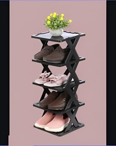 Image of STELITE Premium 6 Layer Plastic Shoe Rack for Home Strong Adjustable Shoe Organizer Shelf Space Saving Multipurpose Storage Stand for Shoes Books Bags Entryway Bedroom Organizer (6 Tier Rack)