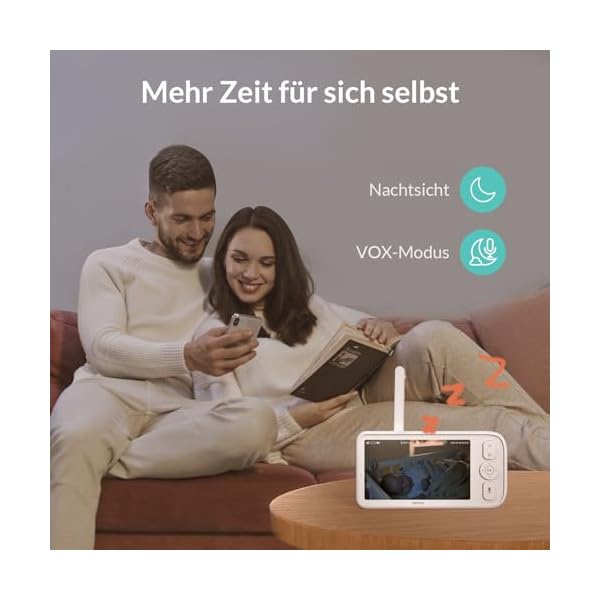 NETVUE 5 Zoll Babyphone mit Kamera, 1080P Baby Monitor mit Gegensprechen und VOX-Modus – Bild 10