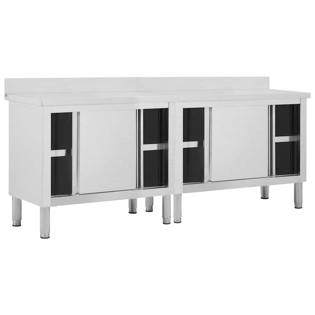 Générique Tables avec Portes coulissantes 2 pcs 200x50x(95-97) cm INOX,Entreprise & Industrie,Restauration,3055902