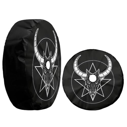 Image of Head and Horn Pattern Spare Tire Cover with Backup Camera Hole Wheel Tire Cover Fit Trailer, RV, SUV and Many Vehicle 18inch