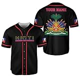 Leprints Personalized Name Haiti Baseball Jersey, Haitian Flag Jersey (HT4), Red and Blue, Unisex-Adults, Short Sleeve, Baseball Jersey