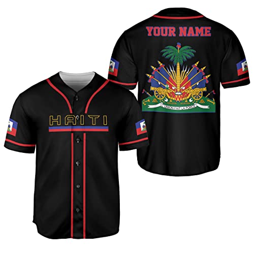 Leeprints Personalized Name Haiti Baseball Jersey, Haitian Baseball Jersey for Men Women, Haitian Flag Jersey miniatura 1