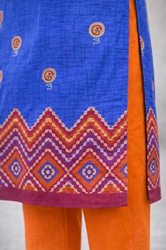 Image of Women's Cotton Blend Unstitched Kurti Set for Women | A-Line Style Dress Material | 2-Piece Traditional Ethnic Wear Suit Fabric
