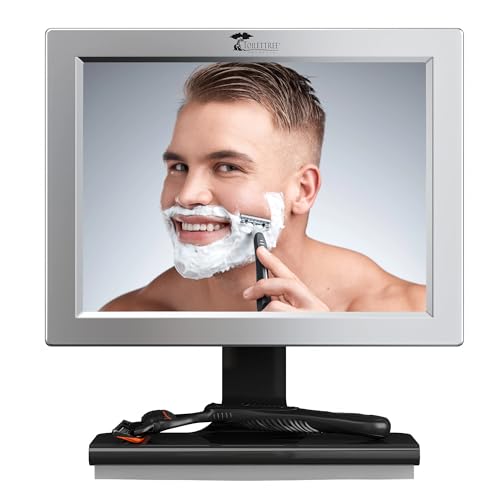 toilettree products fogless shower mirror with squeegee - anti-fog mirror - adjustable shaving mirror with a squeegee - rust-proof impact-resistance bathroom shower mirror