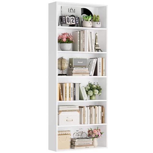 FOTOSOK 6-Tier Open Bookcase and Bookshelf,...
