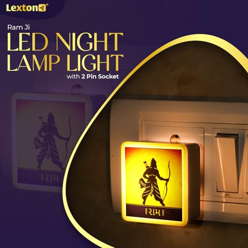 Image of Lexton Ram Ji Fancy LED Night Lamp Light with 2 Pin Socket for Spiritual Ambiance, 0.5 Watt, 230v (Warm White, Pack of 1)