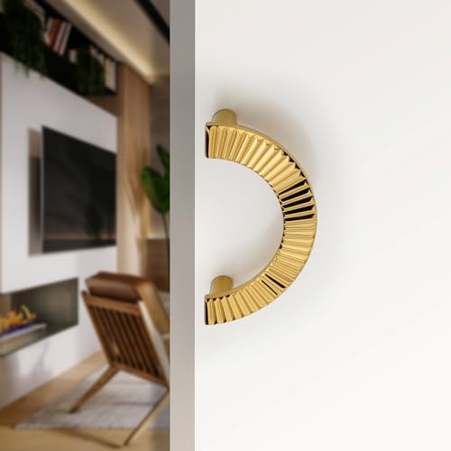 Image of HARMONUS 8-inches Round Shape Glass Door Handles for Main Door, PVD Gold Door Handles, Wardrobe Handles, Handles for Glass Doors,Glass Door Pull Handle (Pack of 1 Set,HI-618 PVD Gold Finish)