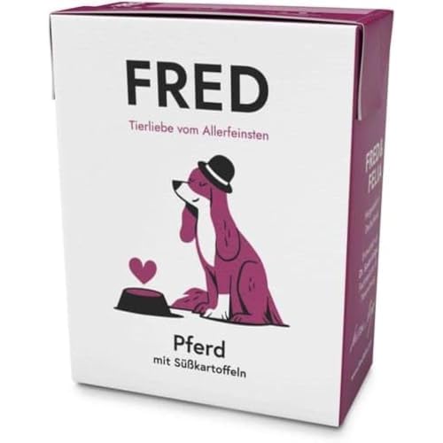 FRED Nassfutter Hund Pferd mit Süßkartoffeln – Monoprotein – 48 % Pferdefleisch in Lebensmittelqualität – Getreidefrei – hypoallergen – für Sensible Hunde – 190g Tetra Pak