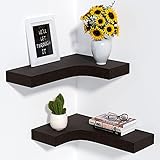 Cayln Corner Shelves Wall Mounted, Invisible Mounting Brackets, Thick Rustic Wood Corner Floating...