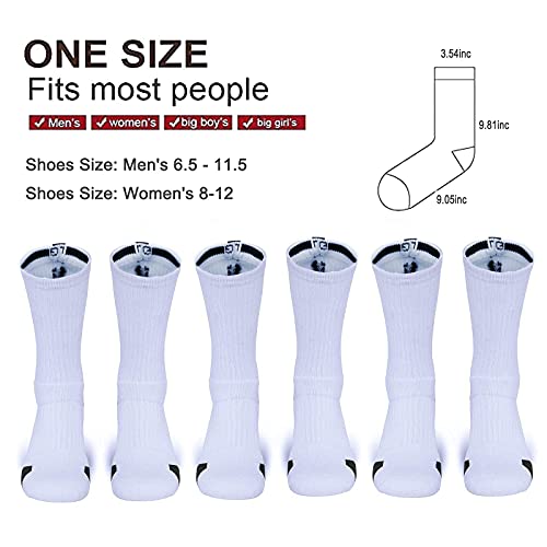 Qiangyun Men 'S Elite Basketball Socks, White Cushioned Mid-Calf Athletic Sports Running Compression Socks For Men Women Boys Big Girl, Sport Socks A-03,9-12 #TOP3