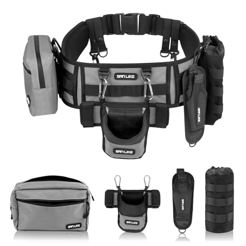 SANLIKE Adjustable Wading Fishing Belt Multi-Pocket Waist Rod Holder Tackle