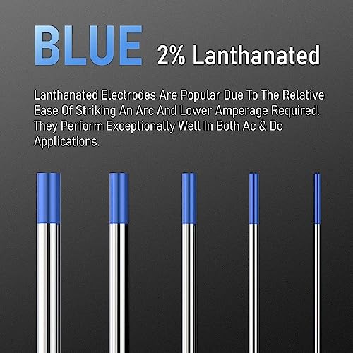 YESWELDER TIG Welding Tungsten Electrode 2% Lanthanated 2.4mm x 175mm (Blue, WL20/EWLa-2) 10-pk