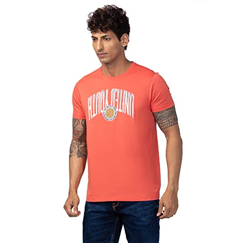 Image of Spykar Round Neck Half Sleeves Blended Slim Fit T-Shirt for Men