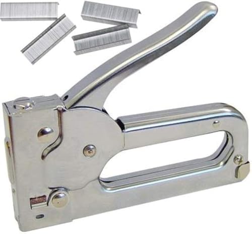 Edward Tools Light Duty Staple Gun with Staples - Fits Arrow JT-21 Staples - Sizes 1/4” and 5/16” - All Steel Staple Gun - Bottom Loading for Easy jam clearing - Ergo Finger Groove Handle