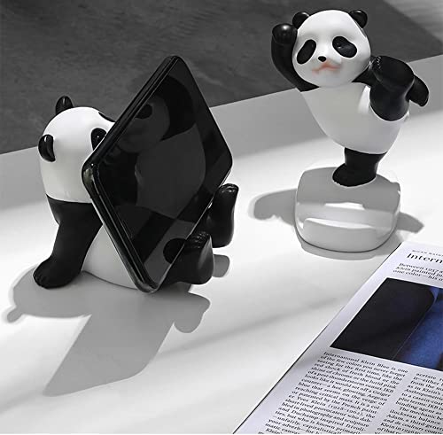 Image of Phone Stand Desk Accessories Resin Panda Figurines Home Decor Decorative Tabletop Ornaments Cute Phone Holder