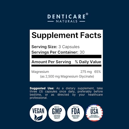 Image of BiteGuard - Calms Jaw for Teeth Grinding & Bruxism Relief - (Vegan Safe, Non-GMO) 90 Capsules, Pure Magnesium for Bruxism Supplement by Denticare Naturals