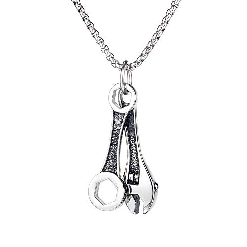 Collier pour homme clé outil pendentif garçon bijoux en acier inoxydable collier fête fête portant des accessoires-A Cover