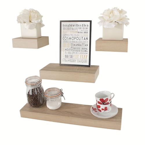 Core Products, Hudson 4-Piece Narrow Wall Shelf Set (Light Oak)