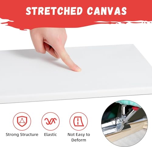 Image of Artist Standard Series 10 Oz (440 GSM) 100% Cotton Pre-Stretched Canvas with Wooden Frame 18x40 mm | Primed Canvas Stretched for Oil & Acrylic Painting 18 inch x 18 inch (45x45 cm), Pack of 6