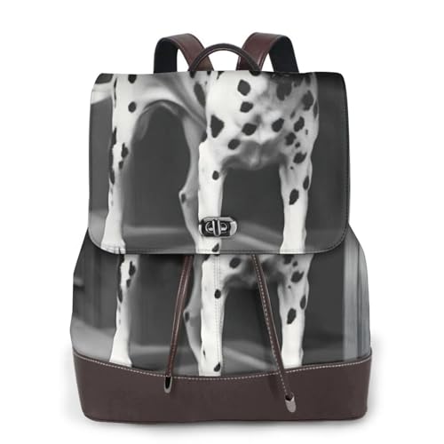Sac à dos en cuir imprimé Dalmatian 1 noir pour femme, petit sac affaires et voyage