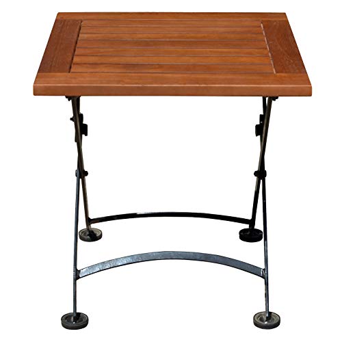 Spetebo Eukalyptus Gartentisch mit Metall Gestell - 45 cm - Garten Klapptisch Holz Bistrotisch Beistelltisch