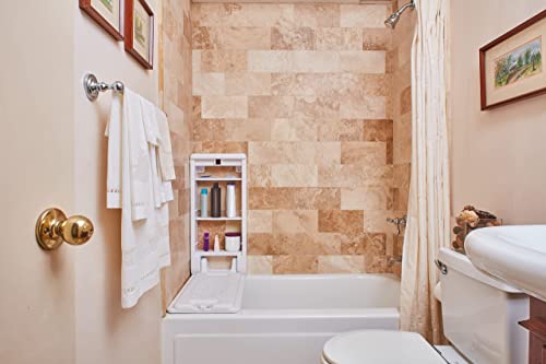 Bathtub Bench And Cabinet Anti-Slip Shower Chair And Bathroom Storage, White #TOP2