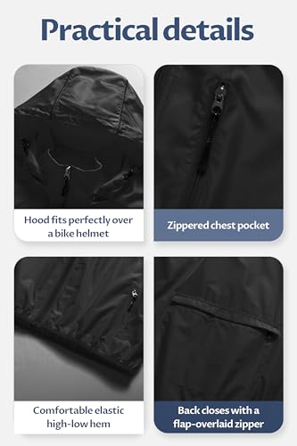 Image of CREATMO US Men's Packable Waterproof Running Rain Coats Reflective Cycling Jacket Windbreaker With Removable Hood