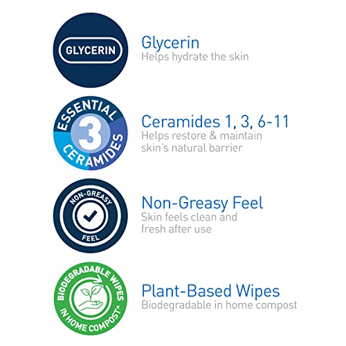 Cerave S4753000 Hydrating Facial Cleansing Makeup Remover Wipes| Plant Based Face Biodegradable In Home Compost| Wash Cloth| Suitable For Sensitive Skin thumb #3