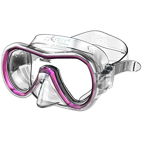Seac Giglio, Snorkelling and Scuba Diving Mask for Adults and Younger Divers, Narrow, Transparent/Pink