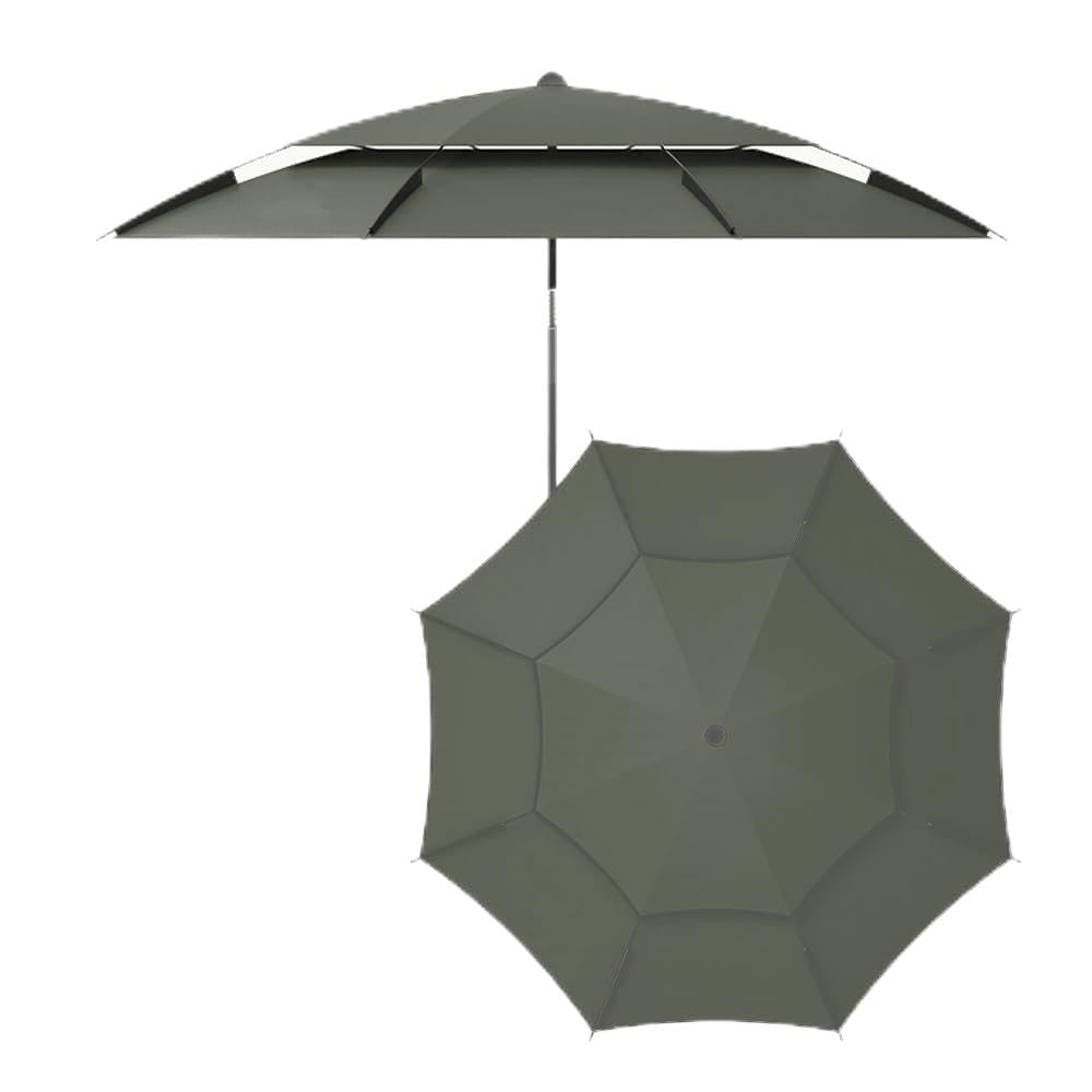 Ombrellone da pesca antivento, a doppio strato con 16 stecche inclinabili, ideale per esterni, con borsa per il trasporto, 2,2/2,4/2,5 m (verde, 2,4 m/2,4 m)