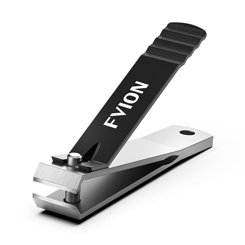 FVION Cortaúñas de hoja recta grande para uñas gruesas de los pies, cortaúñas profesional de acero inoxidable, potente cortador de uñas grueso para personas mayores, hombres y mujeres